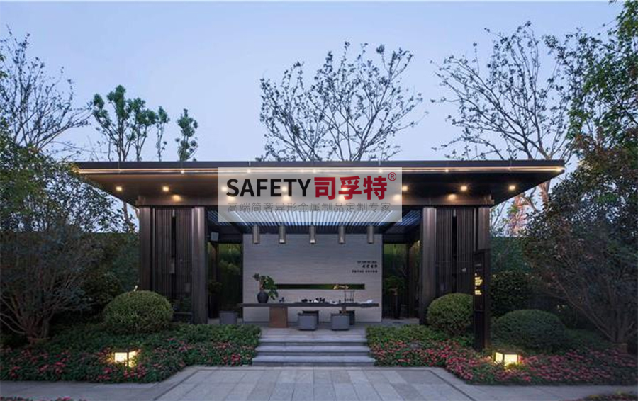 庭院景觀設計：精制不銹鋼（鋁藝）涼亭搭配智能遮陽(圖13)